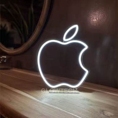 White Apple Drop Neon Light Logotipo personalizado de boda Tabla de nombres
