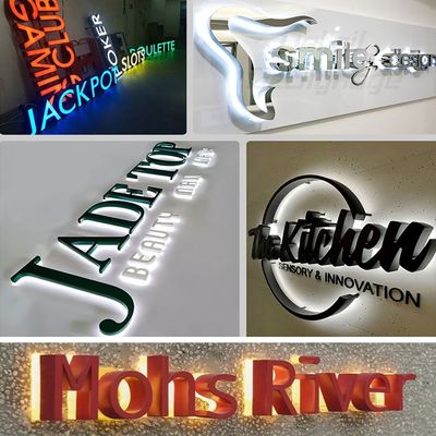 Tienda de metal personalizada PC delantera LED Marca delantera 3D Empresarial Marca de cartas de la tienda de LED personalizada