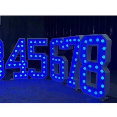 Carta de signo de bombilla LED para eventos de boda y cumpleaños con cartas de acero inoxidable