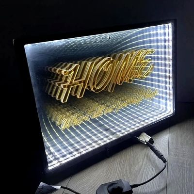 Espejo 3D acrílico de vidrio templado con efecto infinito Espejo 3D LED con voltaje de entrada de 12V