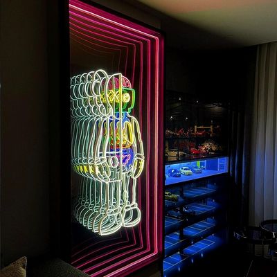 Espejo 3D acrílico de vidrio templado con efecto infinito Espejo 3D LED con voltaje de entrada de 12V