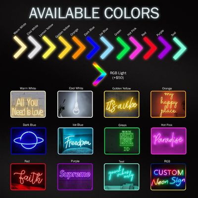 Fuente de alimentación de corriente continua Luz de neón acrílico para logotipo personalizado
