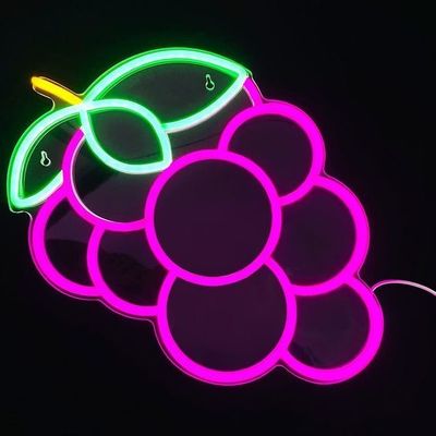 Logotipo personalizado Luz de neón para tablero publicitario Violeta Gota de uva Embarque Signo de boda
