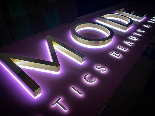 Propósitos publicitarios señalización LED de metal inoxidable para edificios comerciales personalizados