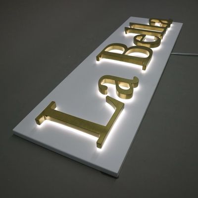 Cartas en acero inoxidable 3D personalizadas Logotipo de señalización de oro Signos retroiluminados hechos para hospitales