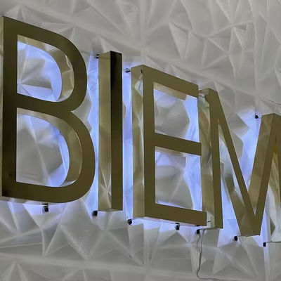 LED de nieve con retroiluminación acrílica LED 3D Signo para oficina Logotipo de acero inoxidable a medida