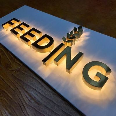 12V LED bandas de acrílico de acero inoxidable letras personalizadas de negocios signos exteriores