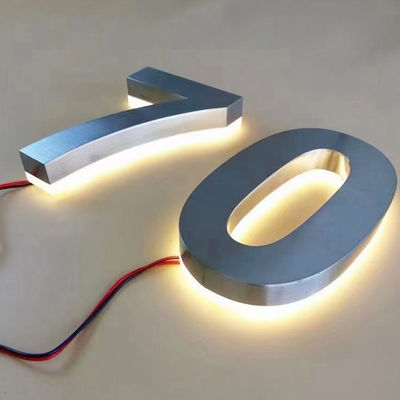 DC 12V de acrílico de acero inoxidable resistente al agua con luz de fondo LED de luz 3D letra de signo comercial