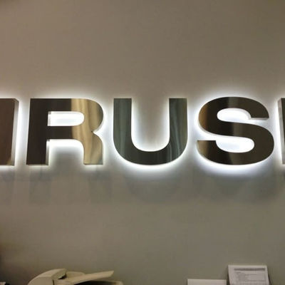 Cortar láser personalizado 3D letras de logotipo de pared de metal para LED retroiluminado de acero inoxidable señal